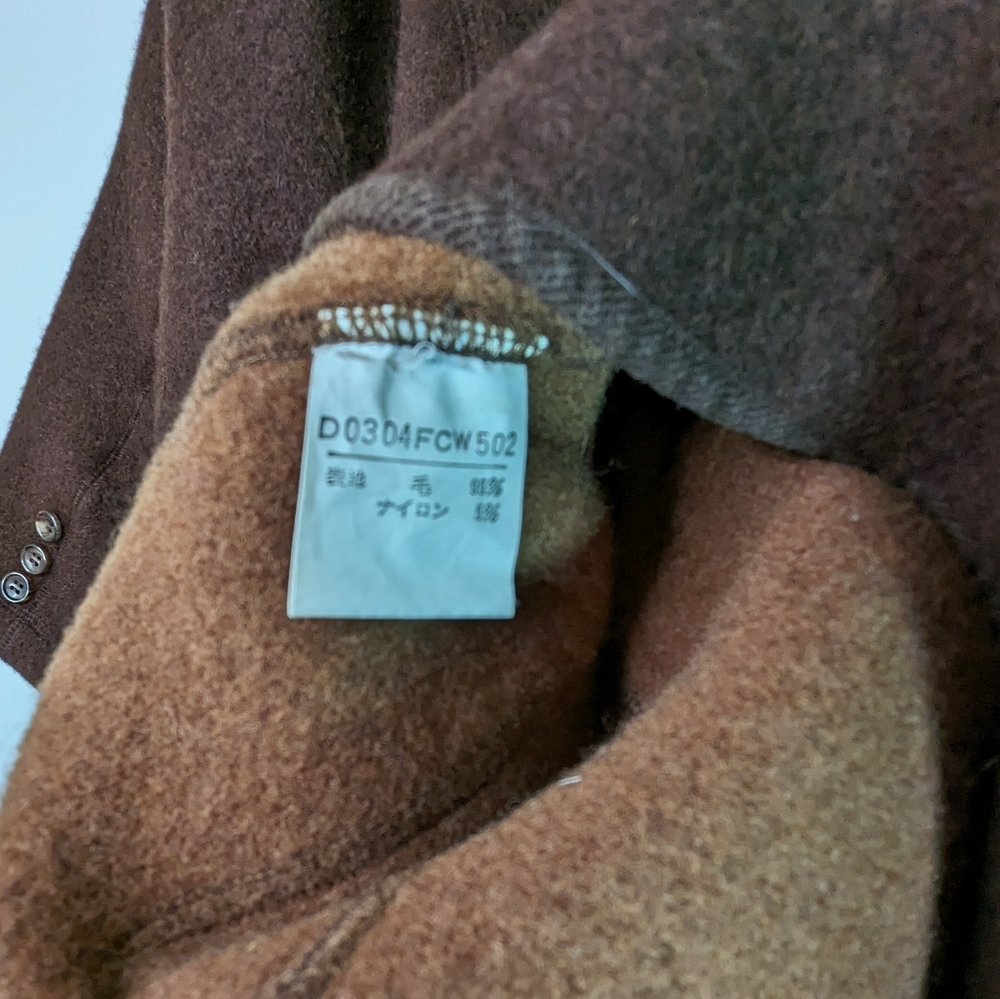 Mademoiselle Non Nin Wool Jacket Brown Japan Button Down Pockets Petite Small - Picture 10 of 12